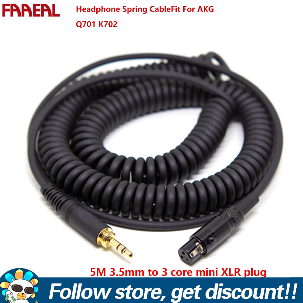 FAAEAL Headphone Replacement Spring Cable OFC 3 Core Mini Headset Upgrade Replacement Line Detachable Upgrade Earphones Wire Fit For AKG Q701 K702 K267 K712 K141 K171 K181 K240 K271MKII K271 Headphone