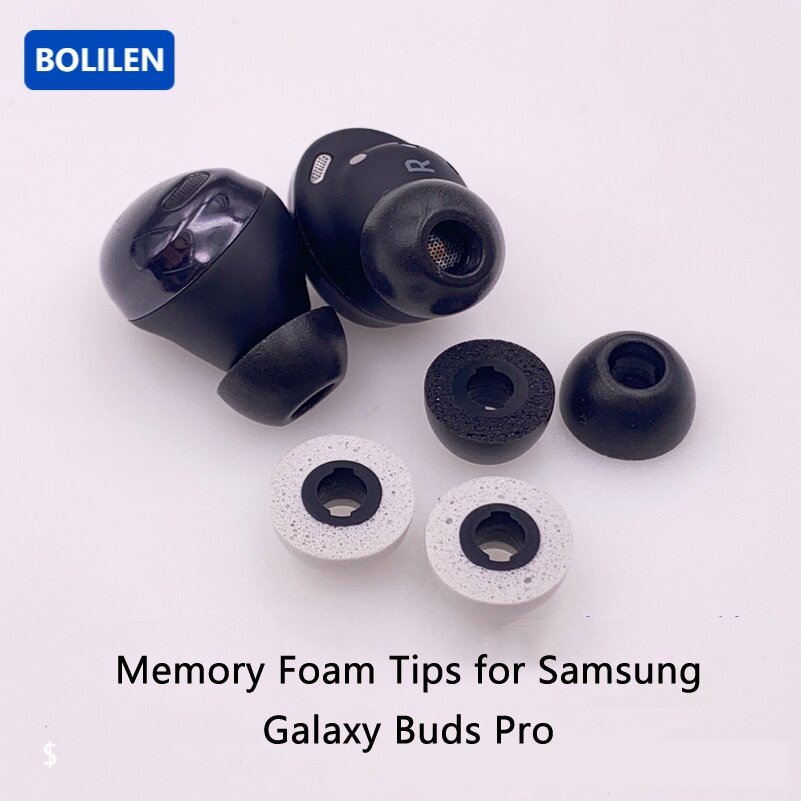 Memory Foam Tips for Samsung Galaxy Buds Pro, No Silicone Eartips Pain, Anti-Slip Replacement Ear Tips, Fit in The Charging Case, Reducing Noise Earbuds